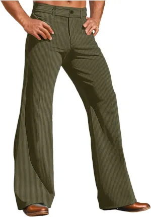 Wide Leg Pants Dress Pants Solid Color Loose Comfy Slim Fit Corduroy Elastic Waist Baggy Casual Pants with Pockets
