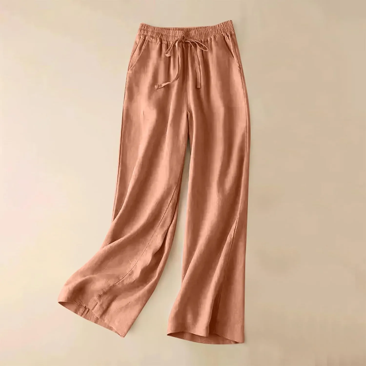 Wide Leg Pants for Women, Cotton Linen Pants Wide Leg Straight High