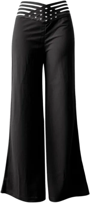 Wide Leg Pants for Women Hollow Belt High Waist Solid Color Loose Flowy Long Trousers Going Out Beach Vacation Pants