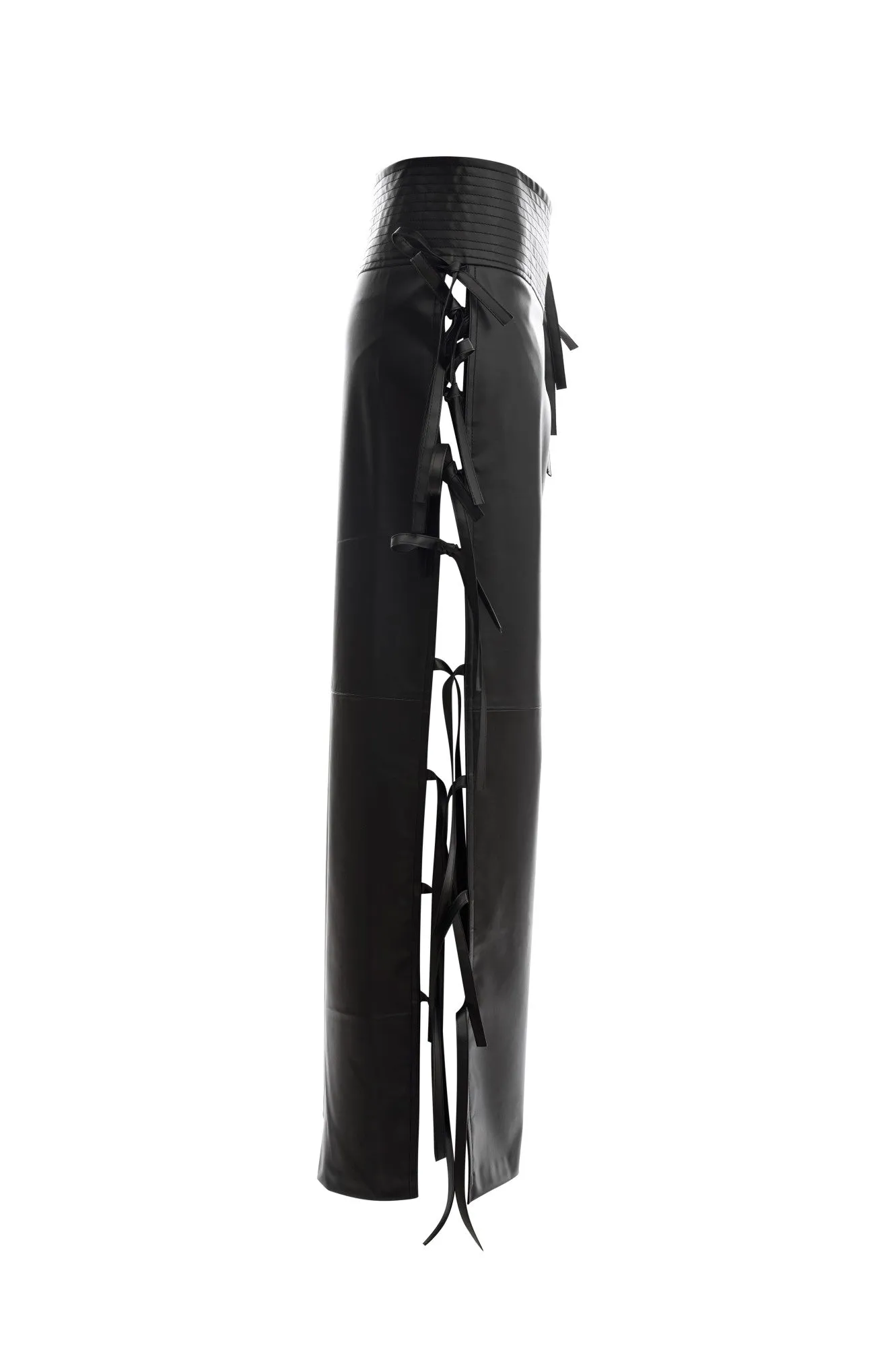 Wide Leg Pants With Side Ties Black