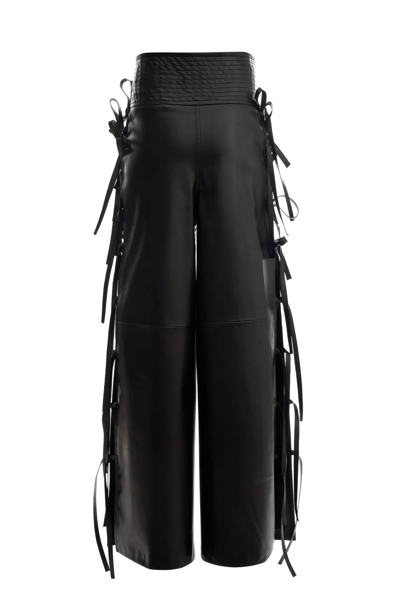 Wide Leg Pants With Side Ties Black