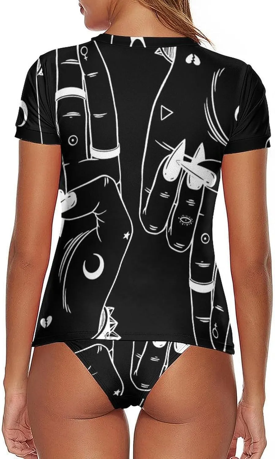 Women Swim Shirt Short Sleeve Rash Guard UV Protection Rashguard Tops Round Neck Bathing Suits