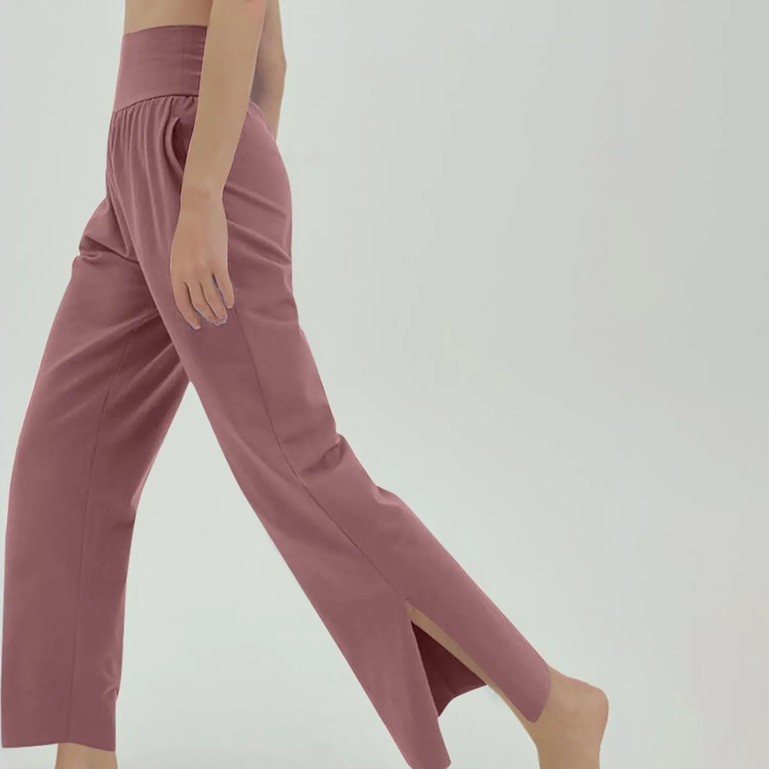 Women's 2024 Casual Solid Pants Fashion Elastic Waist Trousers with Pockets High Waist Leggings Lounger Sweatpants