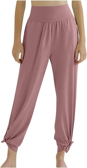 Women's 2024 Casual Solid Pants Fashion Elastic Waist Trousers with Pockets High Waist Leggings Lounger Sweatpants