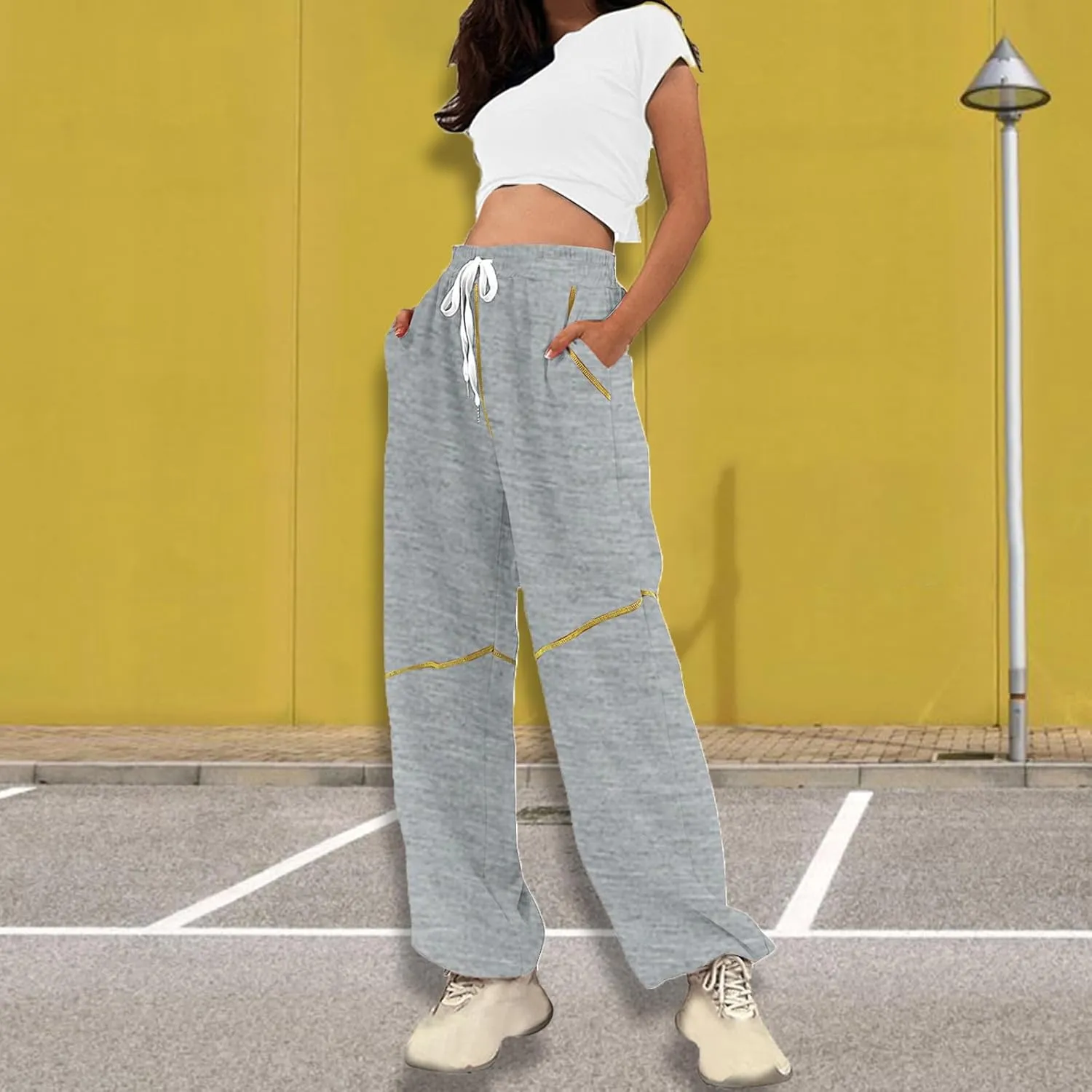 Women's 2024 Straight Leg Jeans High Waisted Capri Pants Slim Casual Denim Sports Pant Casual Dressy Pants Trousers