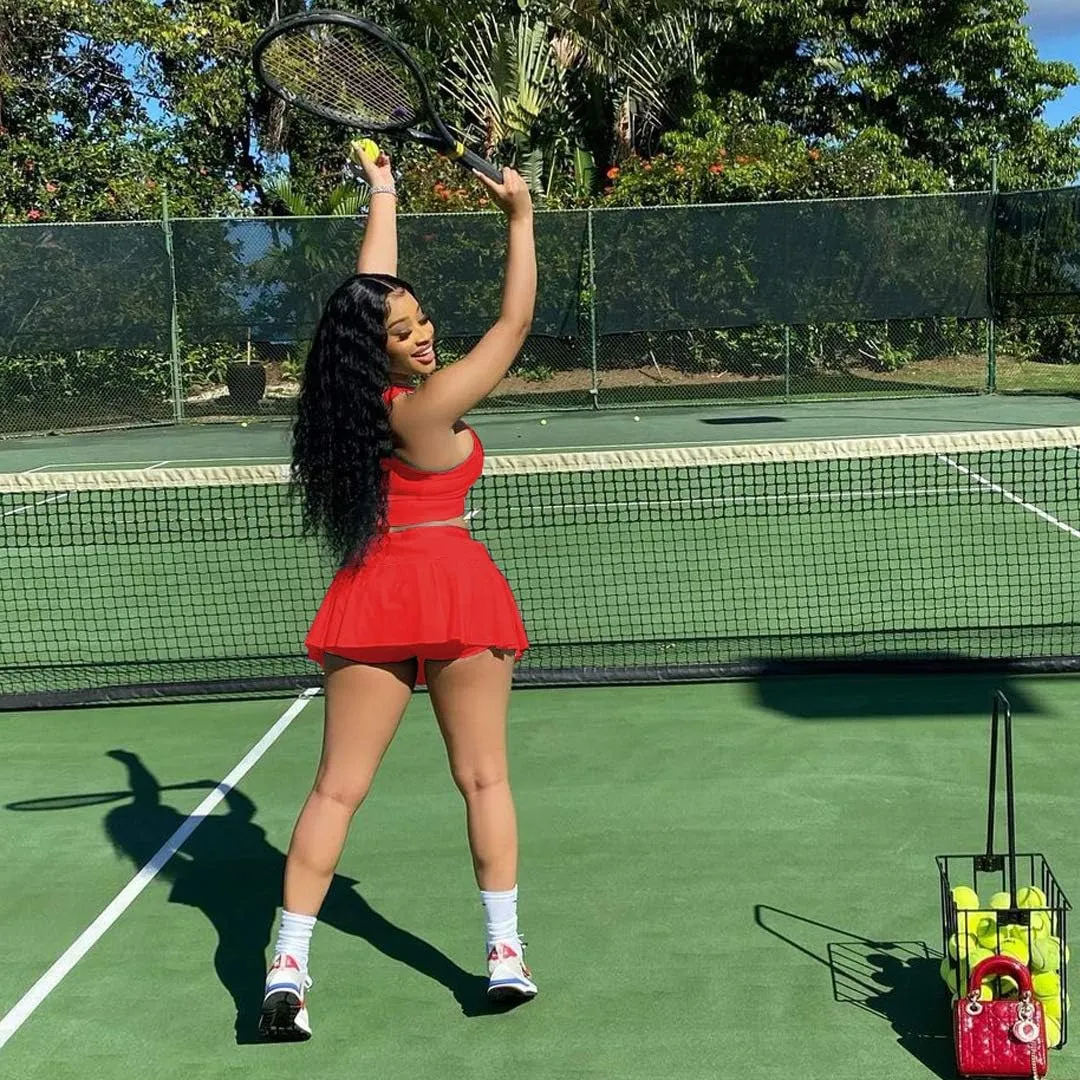 Womens Casual Sports 2 Piece Outfits Skirt Sets Athletic Tank Crop Top Mini Pleated Tennis Golf Skorts Skirts Activewear