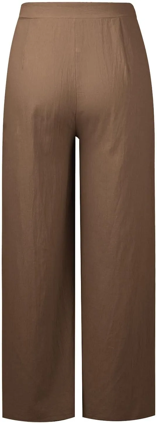 Women's Clothing Trendy Summer Linen Blend Ultra Wide-Leg Pant Long Slacks High Waist Trousers Casual Pants, S-3XL