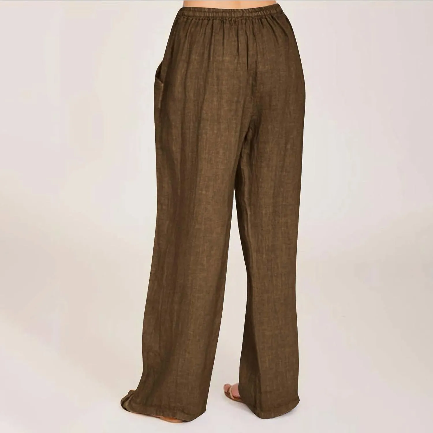 Womens Cotton Linen Palazzo Pants Summer Casual High Waist Trouser Trendy Lounge Pant with Pockets Vacation Outfits