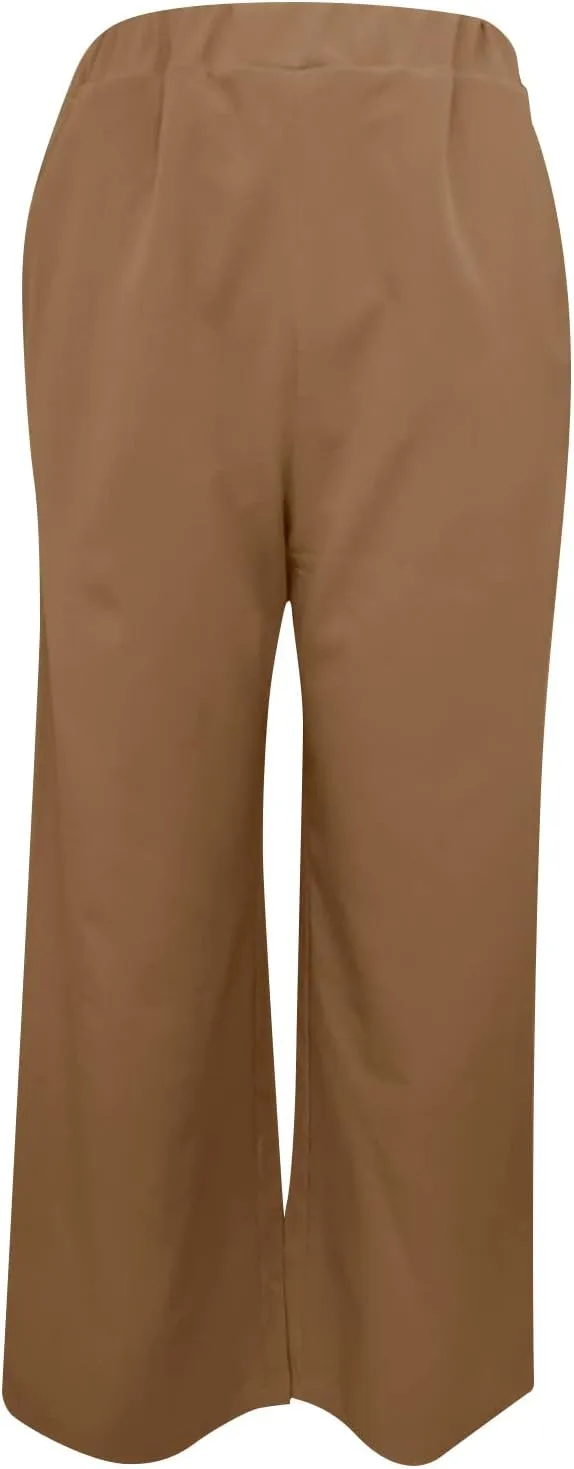 Womens High Waist Wide Leg Pants Casual Summer Elastic Waist Loose Comfy Flowy Lounge Pant Trouser with Pockets