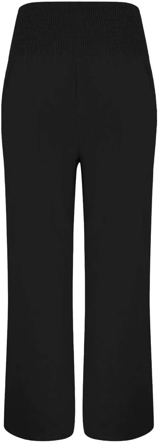 Womens Linen Pants 2025 Casual Loose Wide Leg Palazzo Pants Tummy Control High Waist Flowy Trousers with Pockets