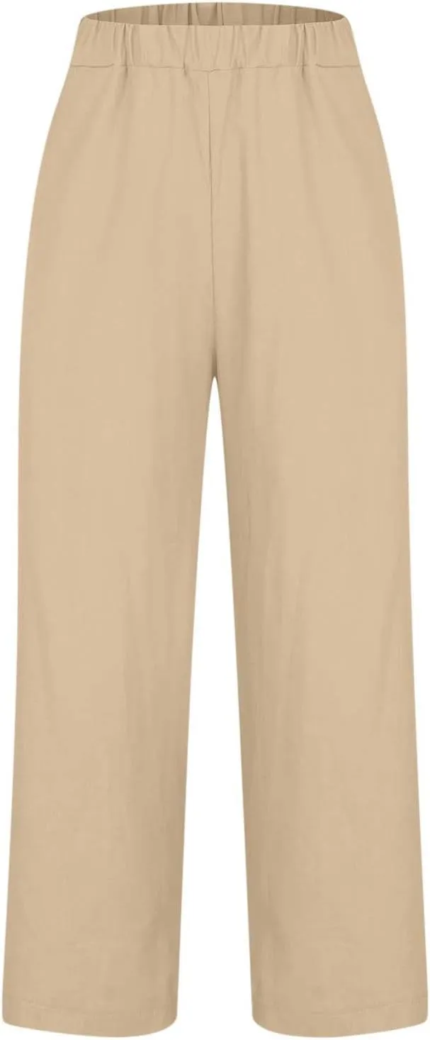 Womens Linen Pants Palazzo Wide Leg Slacks Loose Comfy High Waisted Cotton Linen Pants 2025 Summer Casual Trousers