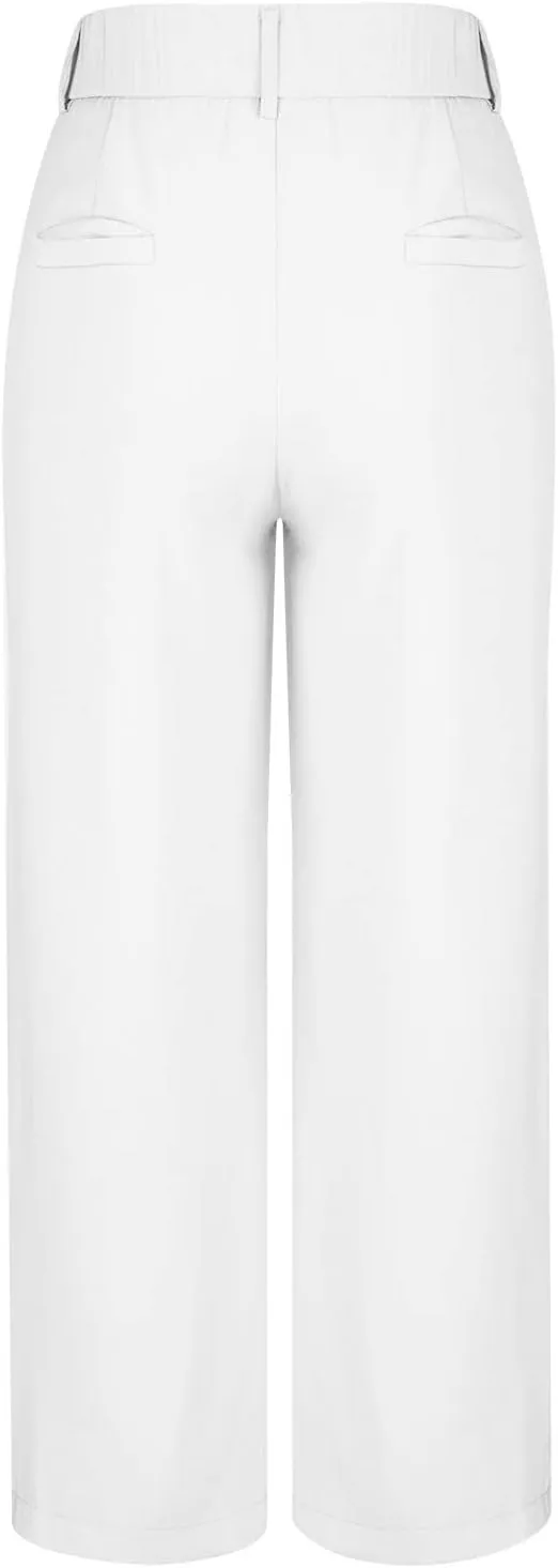 Women's Pants Casual High Waist Trousers Fashion Wide Leg Solid Flared Pants Stretchy Work Pants with Pockets
