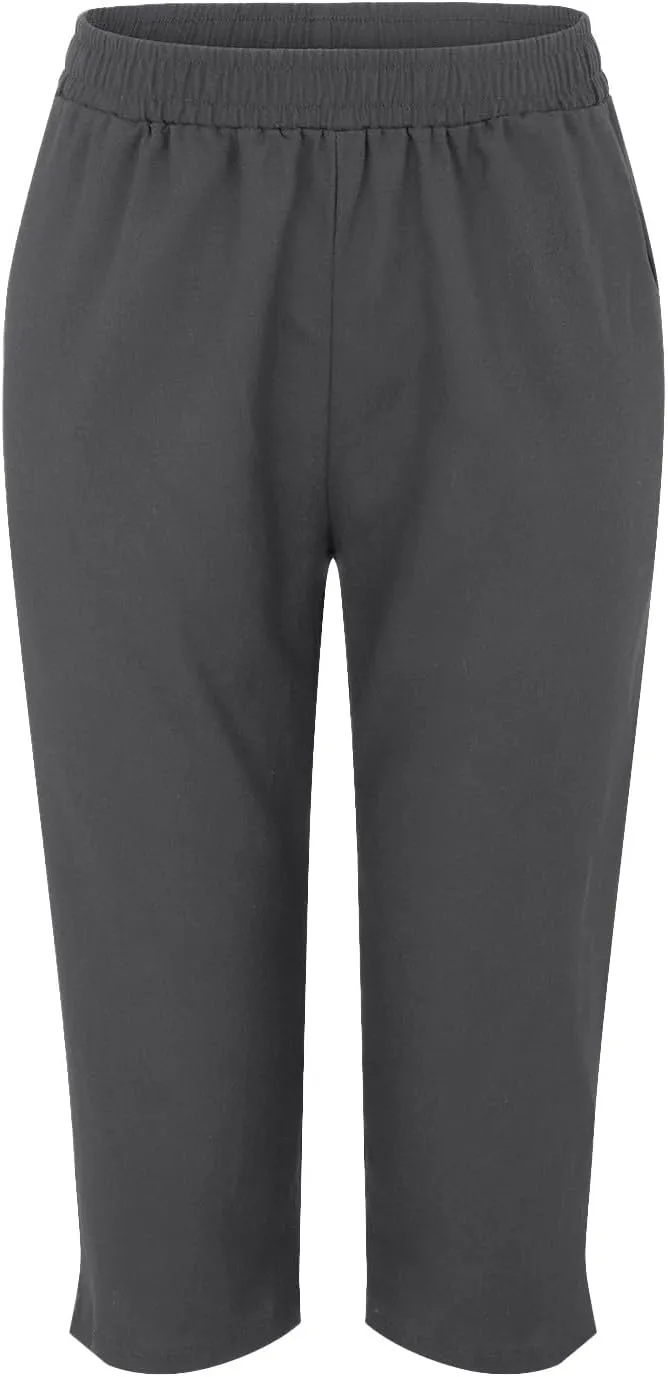 Women's Pants Elastic Waist Cotton Trouser Cropped Wide Leg Pants Petite on Casual Pants for Women