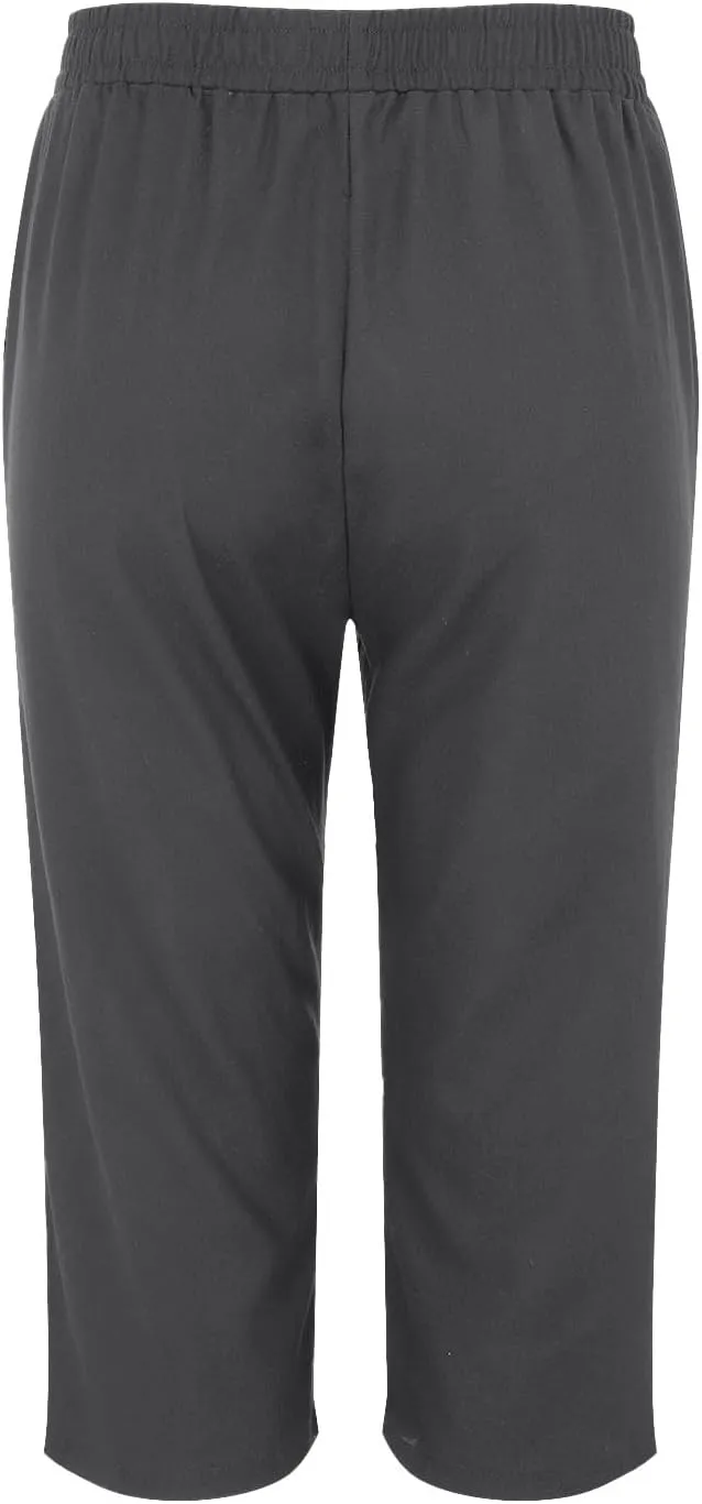 Women's Pants Elastic Waist Cotton Trouser Cropped Wide Leg Pants Petite on Casual Pants for Women