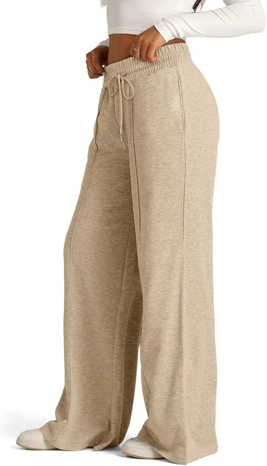 Women's Pants, Linen Pants Summer High Waisted Straight Leg Wide Lightweight Loose