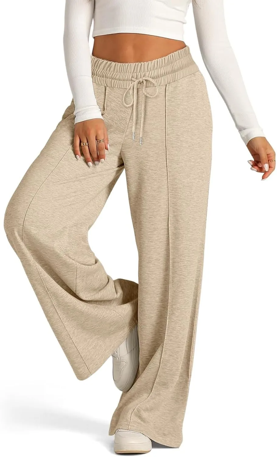 Women's Pants, Linen Pants Summer High Waisted Straight Leg Wide Lightweight Loose