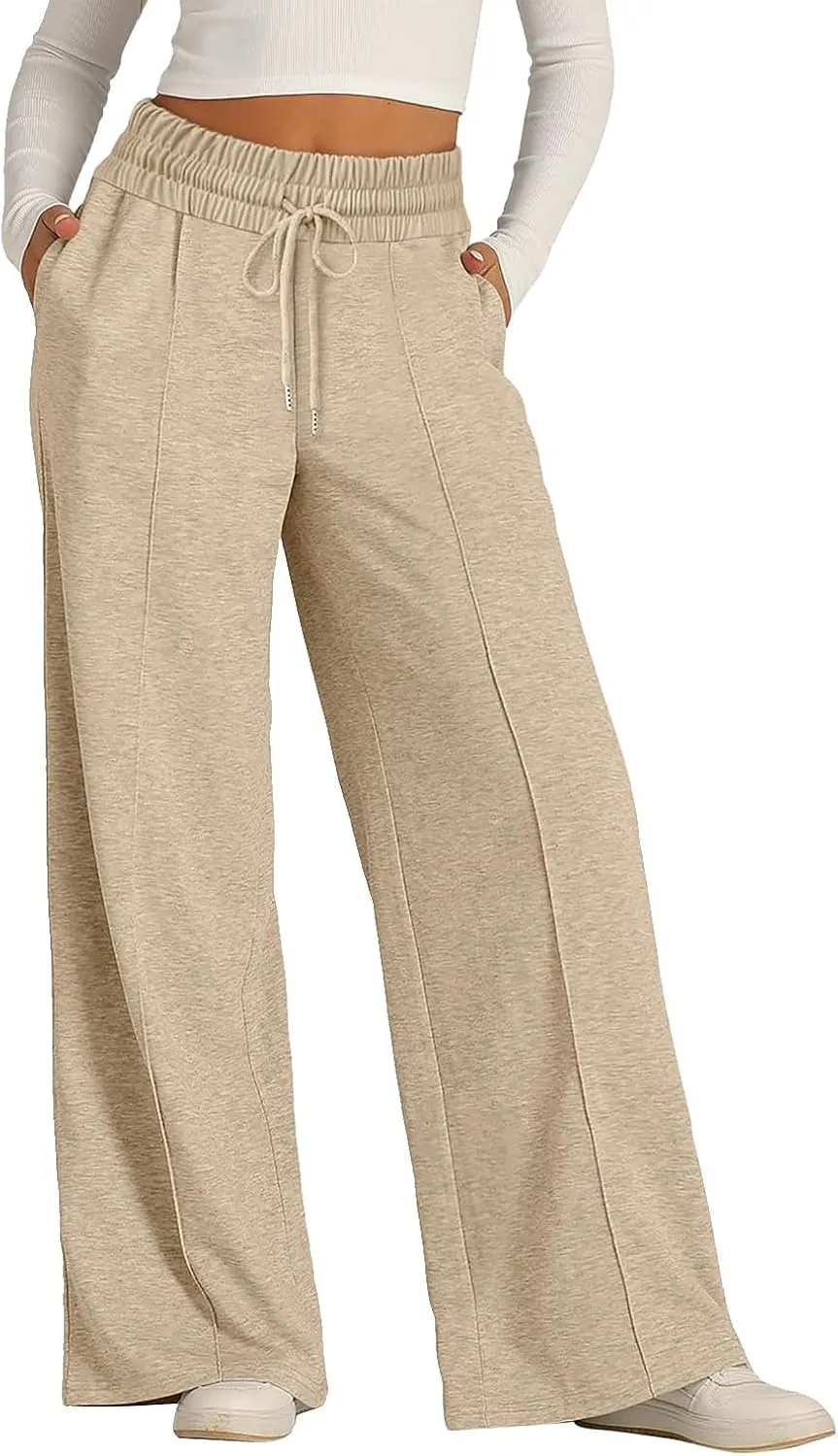 Women's Pants, Linen Pants Summer High Waisted Straight Leg Wide Lightweight Loose