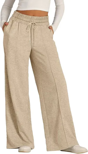 Women's Pants, Linen Pants Summer High Waisted Straight Leg Wide Lightweight Loose