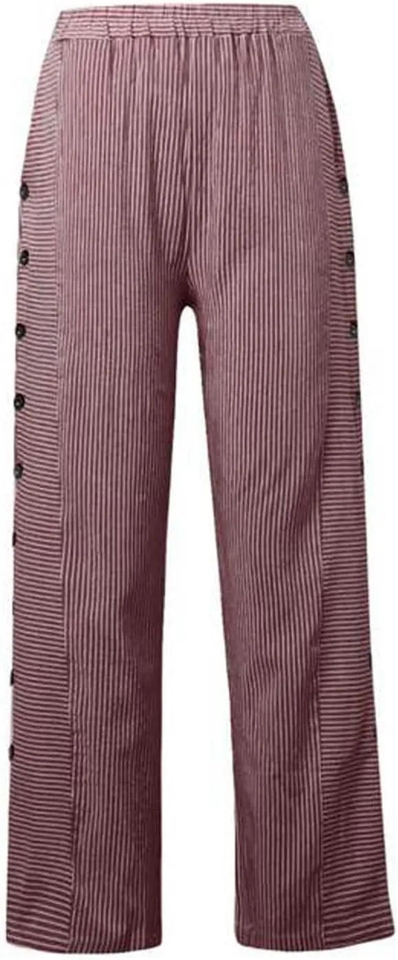 Womens Pants, Linen Print Straight Leg Peasant Pants Casual Cotton High Waist