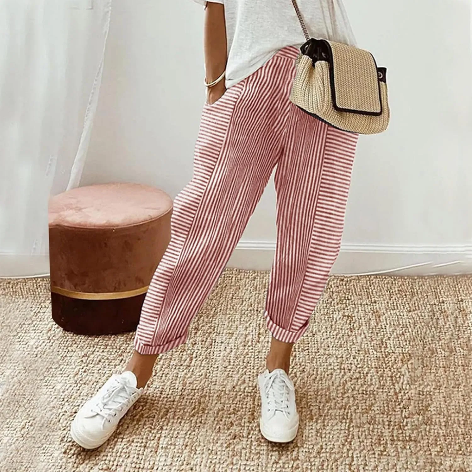 Womens Pants, WomenS Linen Casual Pants Straight Leg Peasant Trendy 2025 Teacher