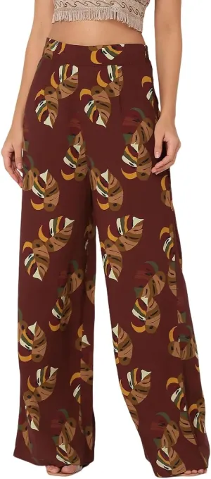 Women's Printed Palazzo Pants, High Waist Ankle Length Wide Leg Trousers