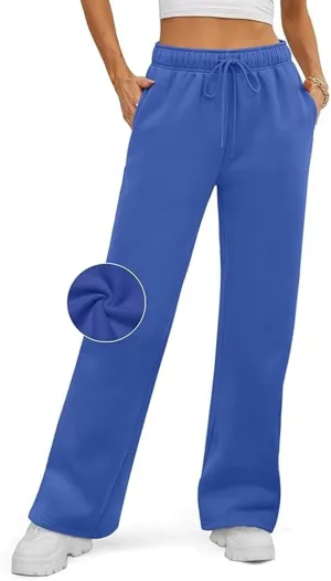 Women's Summer Casual Pants High Waist Drawstring Wide Straight Leg Sport Pants Loose Workout Trousers with Pockets
