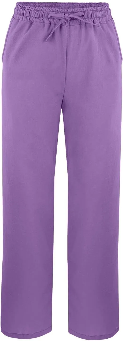 Women's Summer Long Solid Color Cotton Linen Straight Leg Loose Casual Pants Pants with Pockets Summer