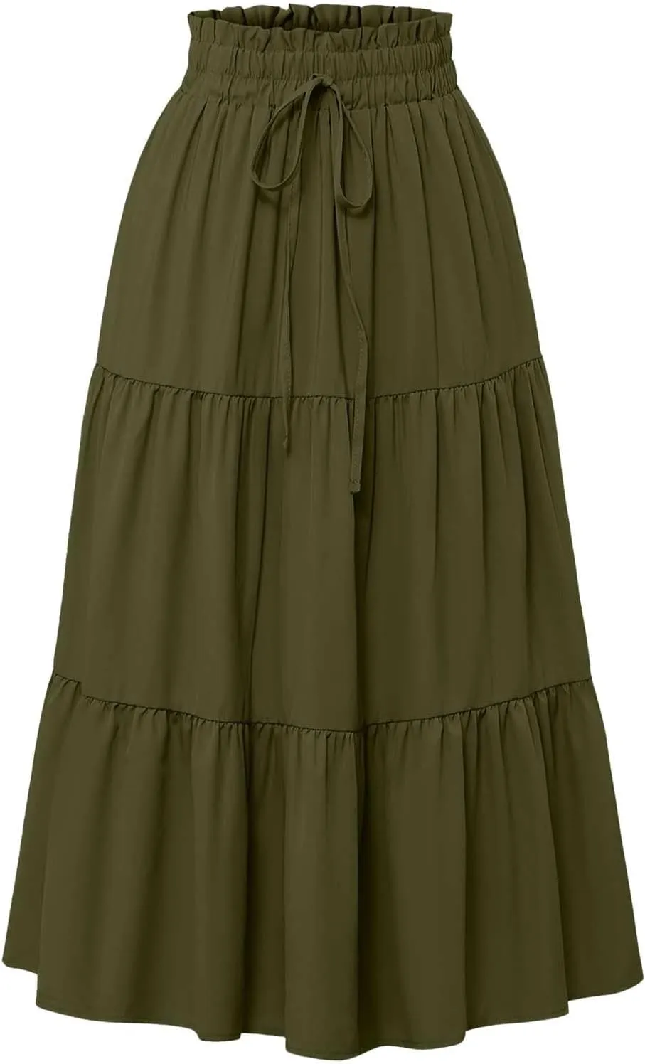 XOWRTE Floral Maxi Skirt for Women Summer Comfy Tiered Elastic High Waisted Skirts Vacation A Line Flowy Long