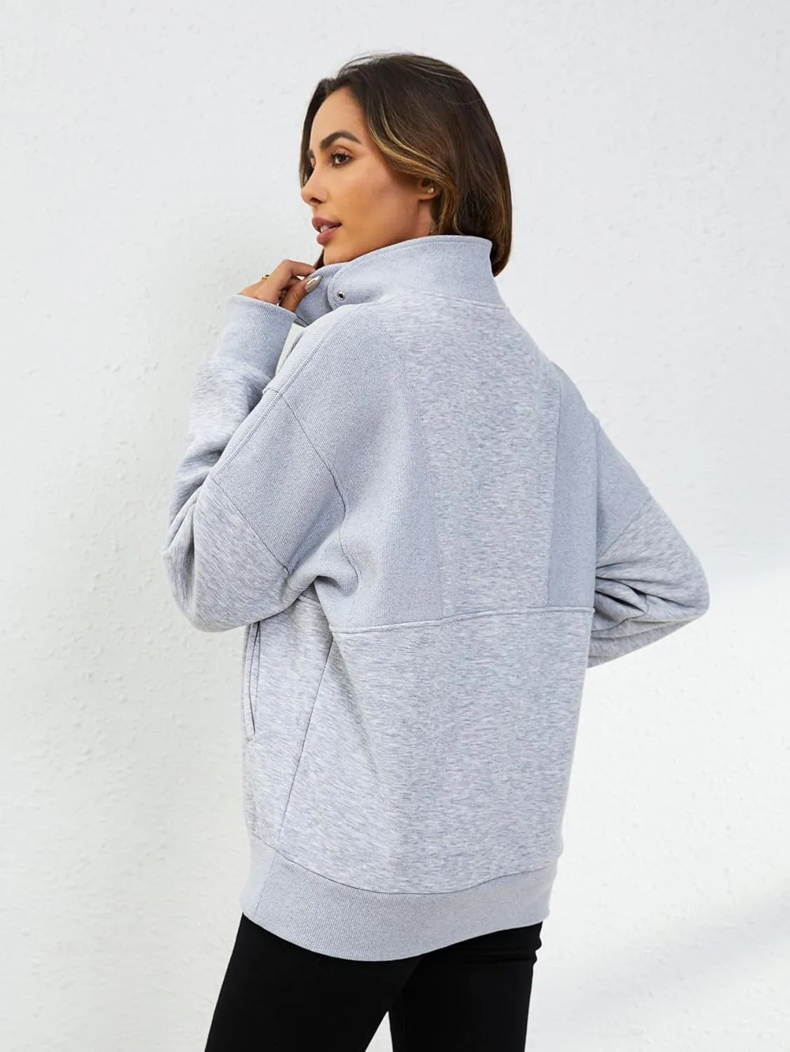 YKR Womens Oversized Sweatshirts Half Zip Up Hoodies Fleece Pullover with Pockets Y2K 2024