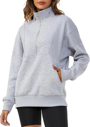YKR Womens Oversized Sweatshirts Half Zip Up Hoodies Fleece Pullover with Pockets Y2K 2024
