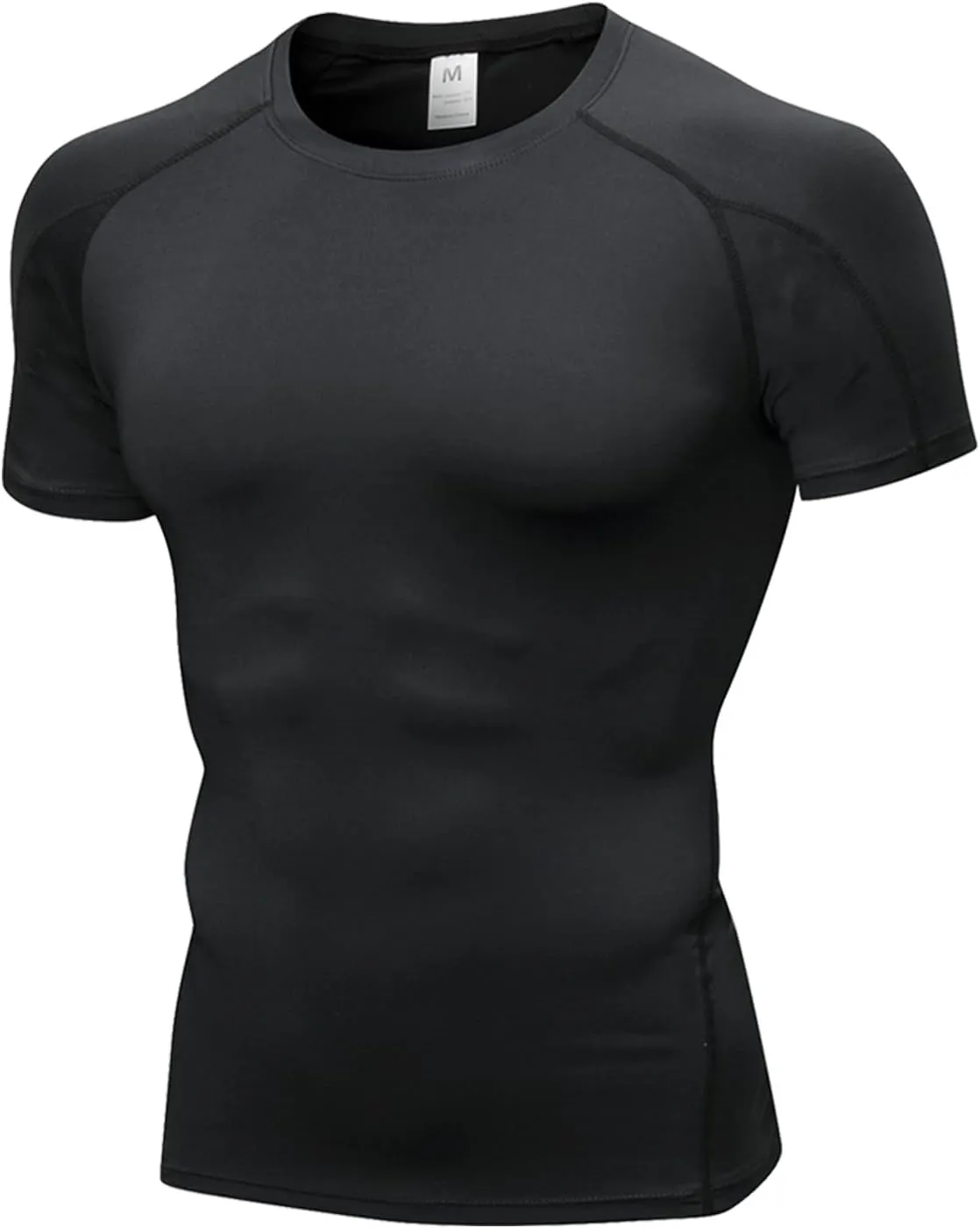 Yuerlian Men's Compression Shirts, Short Sleeve Athletic Compression Tops Dry Workout T Shirt Base Layer Undershirt