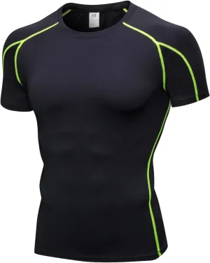 Yuerlian Men's Compression Shirts, Short Sleeve Athletic Compression Tops Dry Workout T Shirt Base Layer Undershirt