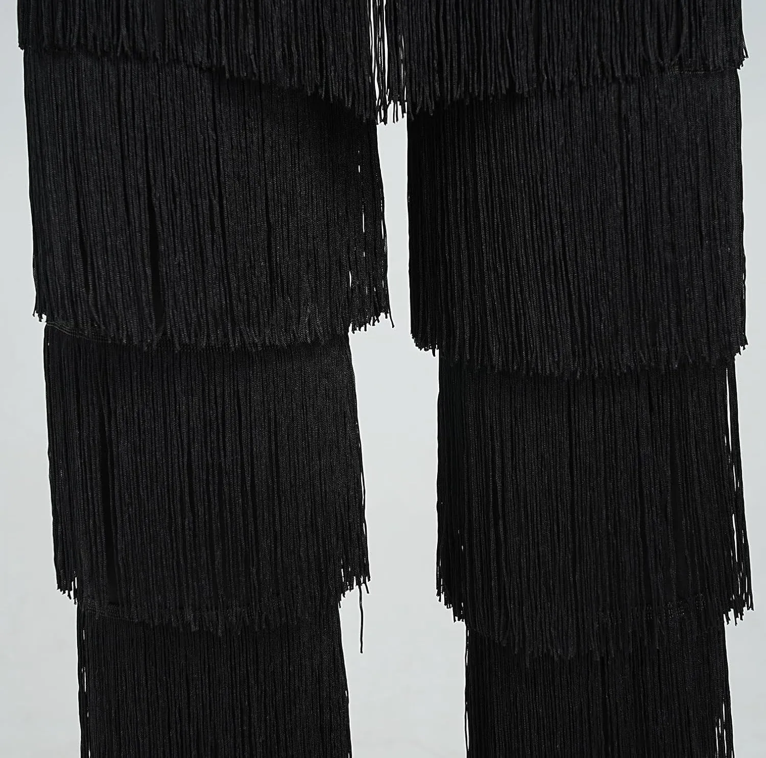 ZBH1985 Women's Latin Dance Pants Tassel Ballroom Dance Professional Black Adult Fringe Rumba Tango Salsa Practice Pants