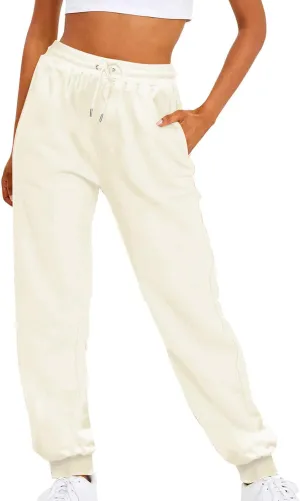 ZDRZK Womens Pants Casual Fleece Baggy Lace-Up Elastic Waist Jogger Sweatpants Bunched Feet Workout Lounge Trousers