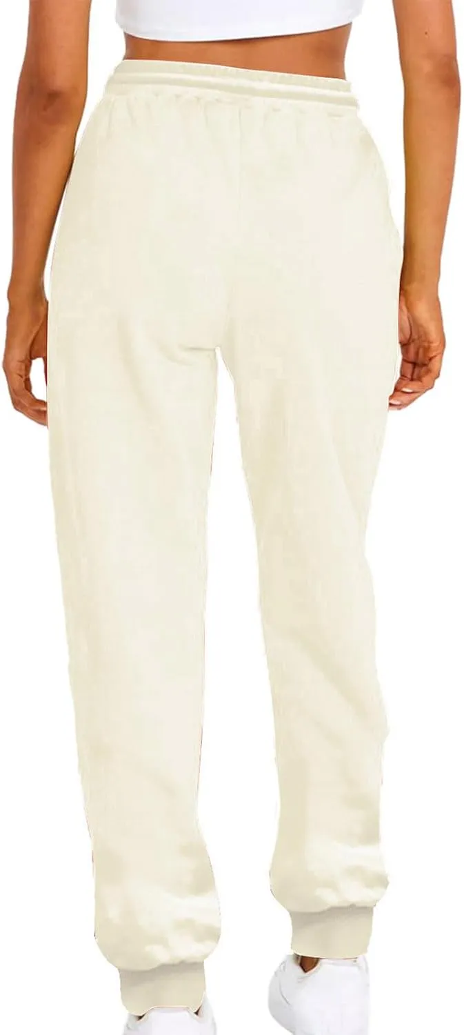 ZDRZK Womens Pants Casual Fleece Baggy Lace-Up Elastic Waist Jogger Sweatpants Bunched Feet Workout Lounge Trousers