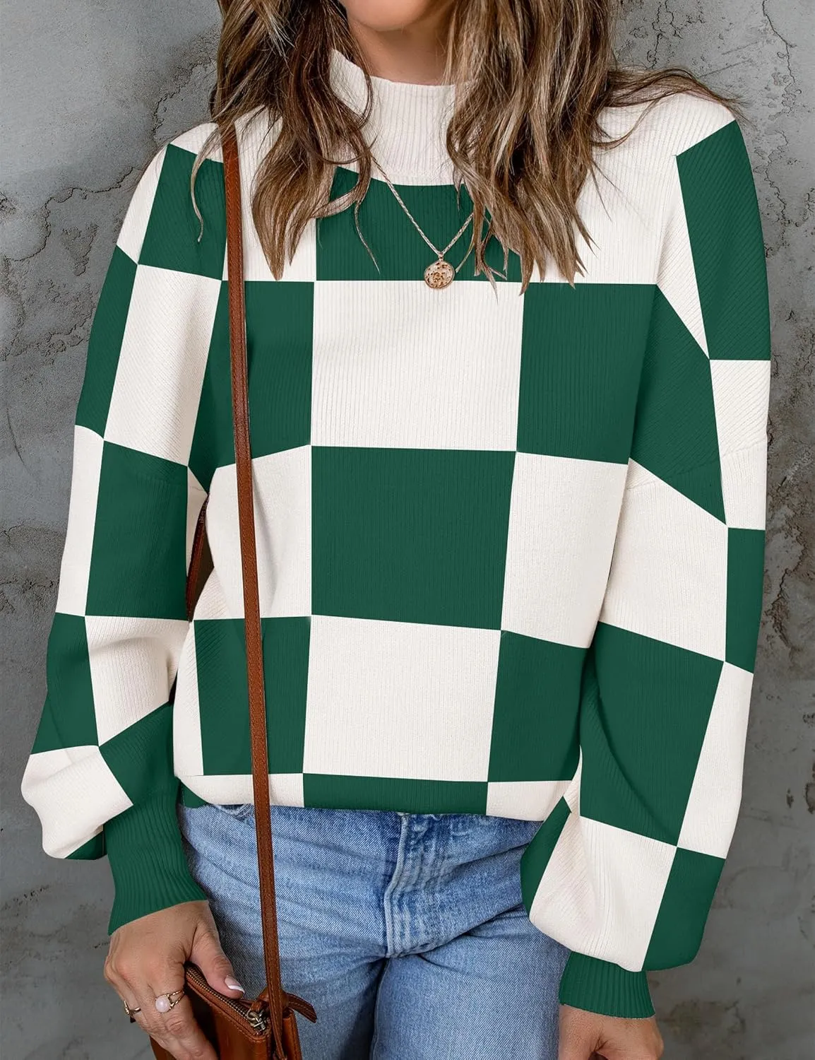 ZESICA Women's Fall Fashion Turtleneck Long Sleeve Striped Ribbed Knit Loose Pullover Sweater Tops
