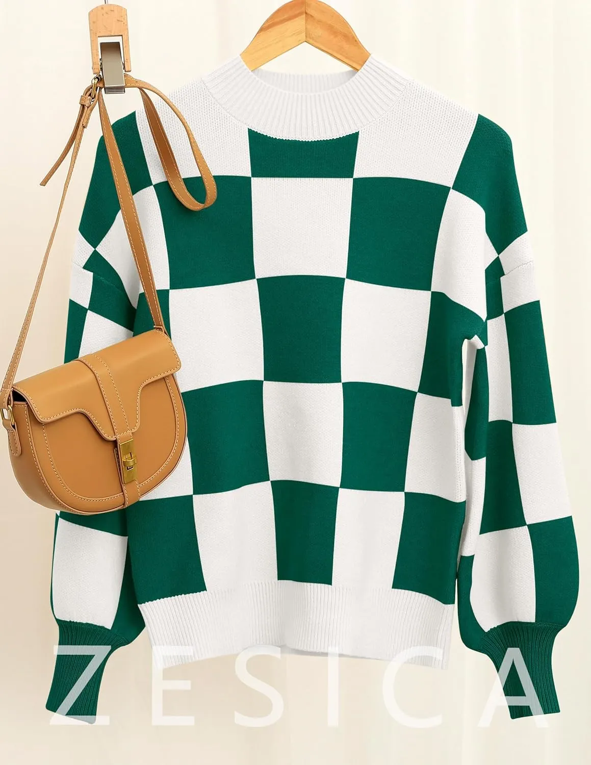 ZESICA Women's Fall Fashion Turtleneck Long Sleeve Striped Ribbed Knit Loose Pullover Sweater Tops
